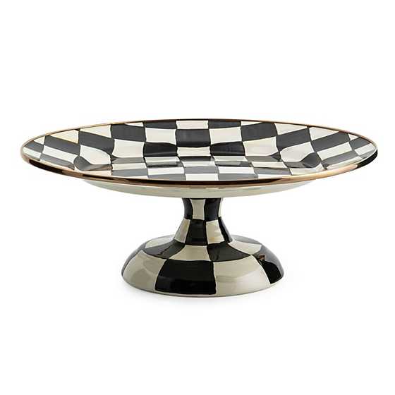 Courtly Check Enamel Pedestal Platter - Small