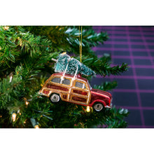 Load image into Gallery viewer, Vintage Car with Christmas Tree Glass