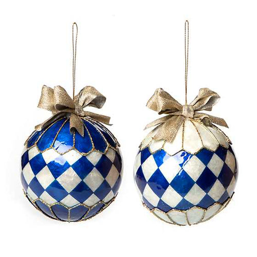 Royal Harlequin Capiz Ball Ornaments - Set of 2