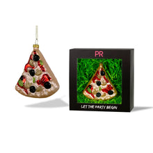 Load image into Gallery viewer, Slice of Pizza Glass Ornament
